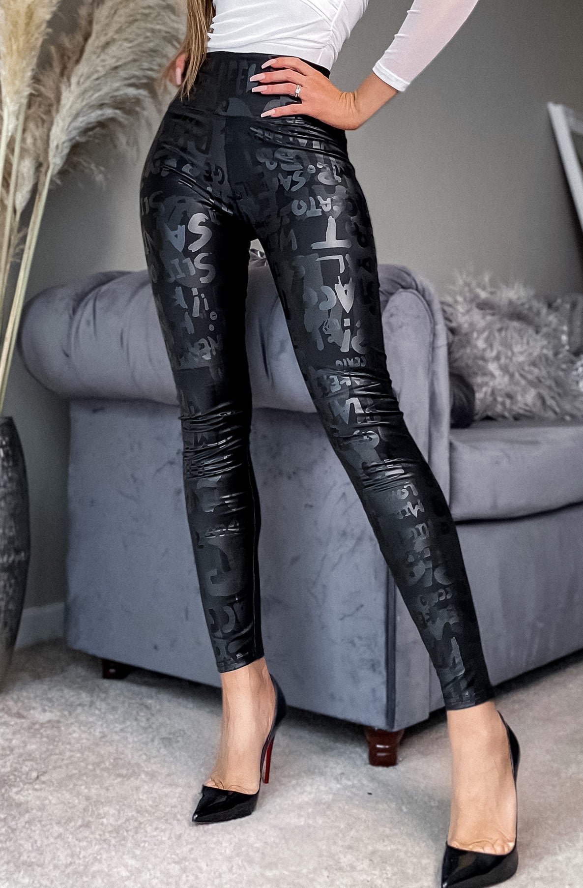 The Luna High Waist Faux Leather Trousers In Black